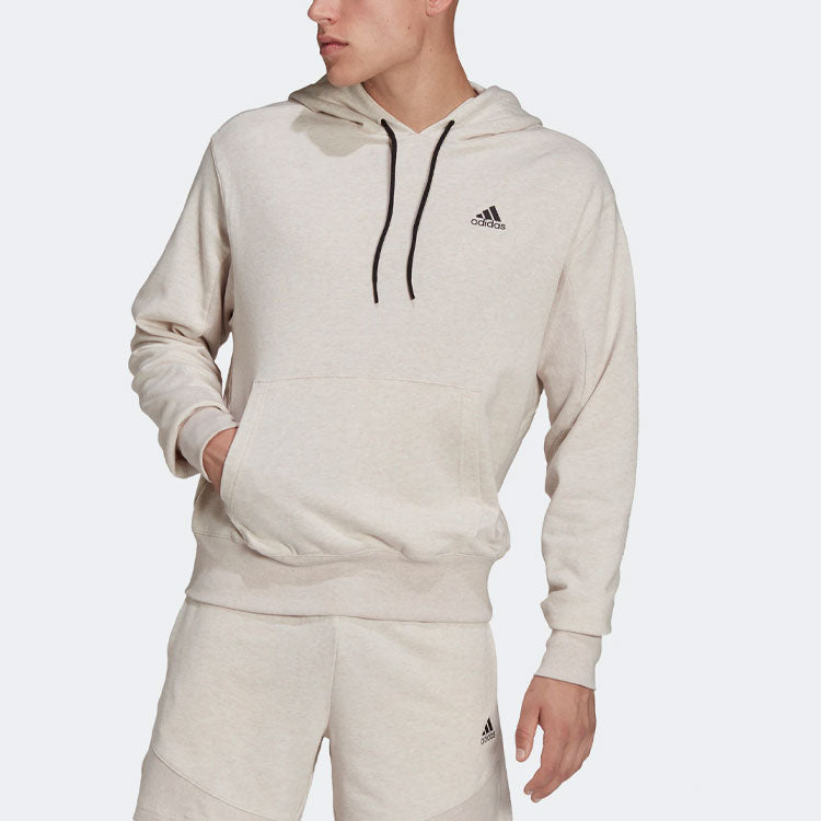 Men's adidas Botandye Logo Micro Mark Solid Color Hooded Casual Pullover Gray H65782