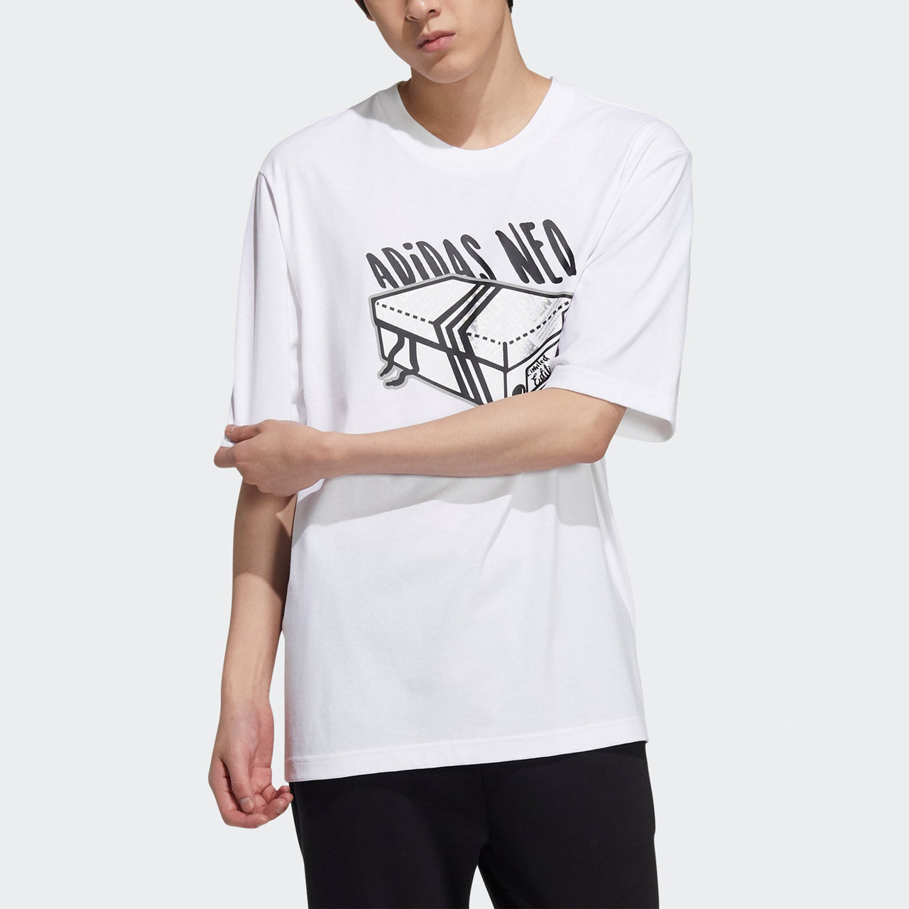 adidas neo M Brlv Tee1 Casual Sports Breathable Short Sleeve White H59446