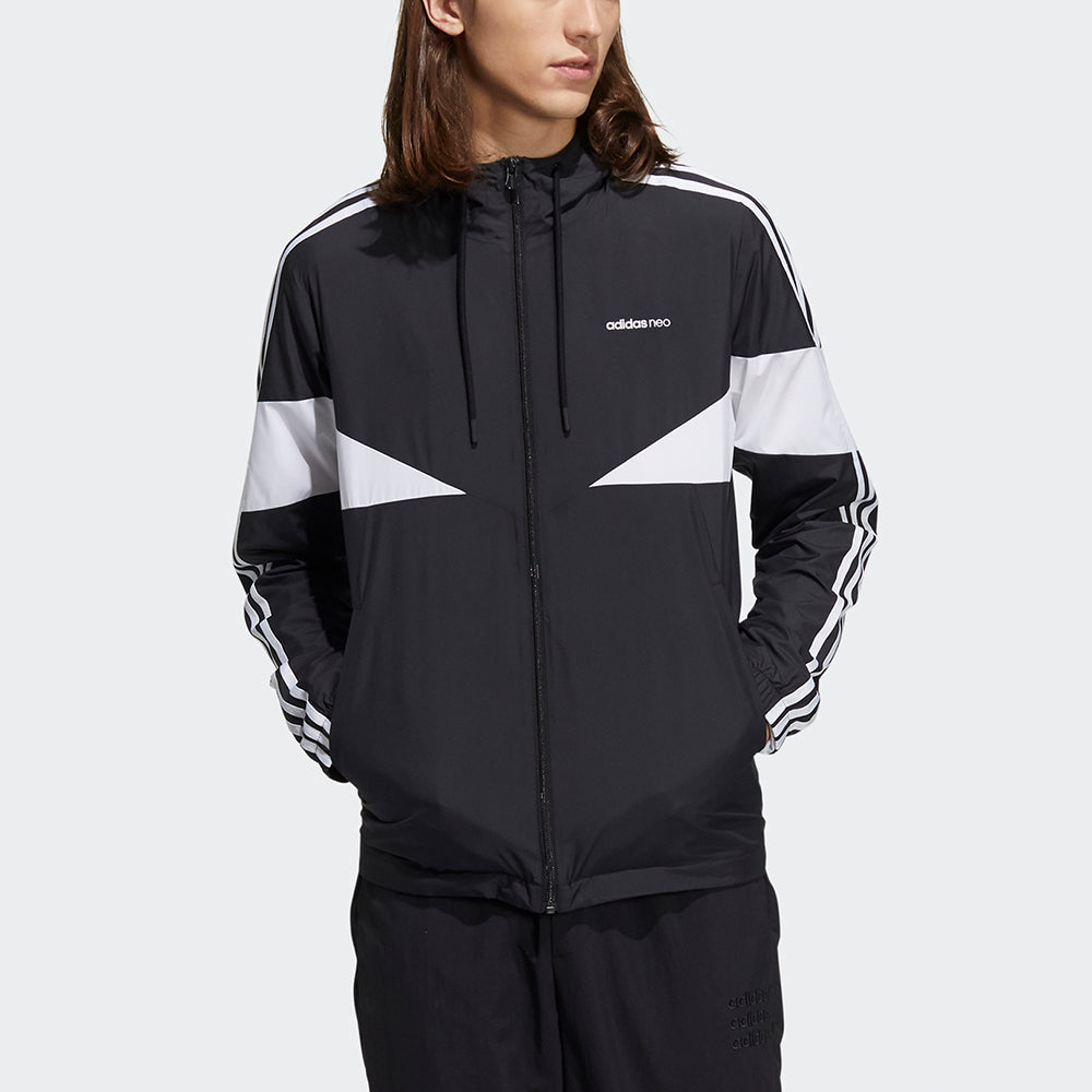 adidas neo M Icons 3s Wbkr Casual Sports Contrasting Colors Hooded Jacket Black H14228