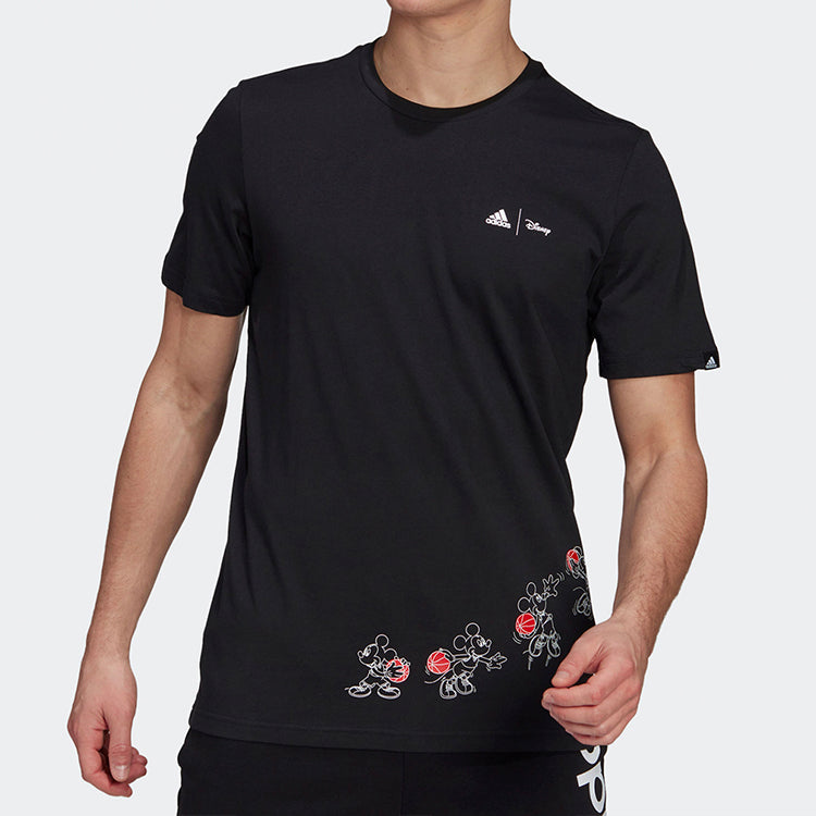 adidas Logo Alphabet Printing Round Neck Short Sleeve Black GL3221