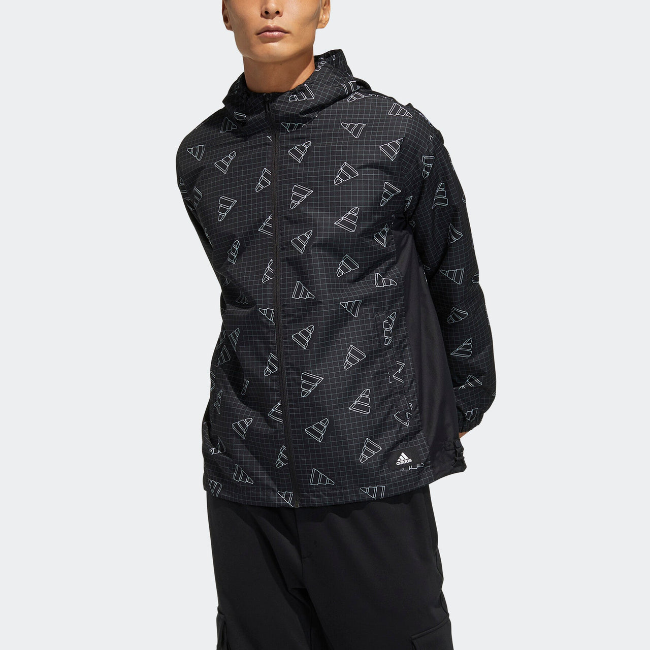 adidas Full Print Sports Loose Hooded Jacket Black GP1825