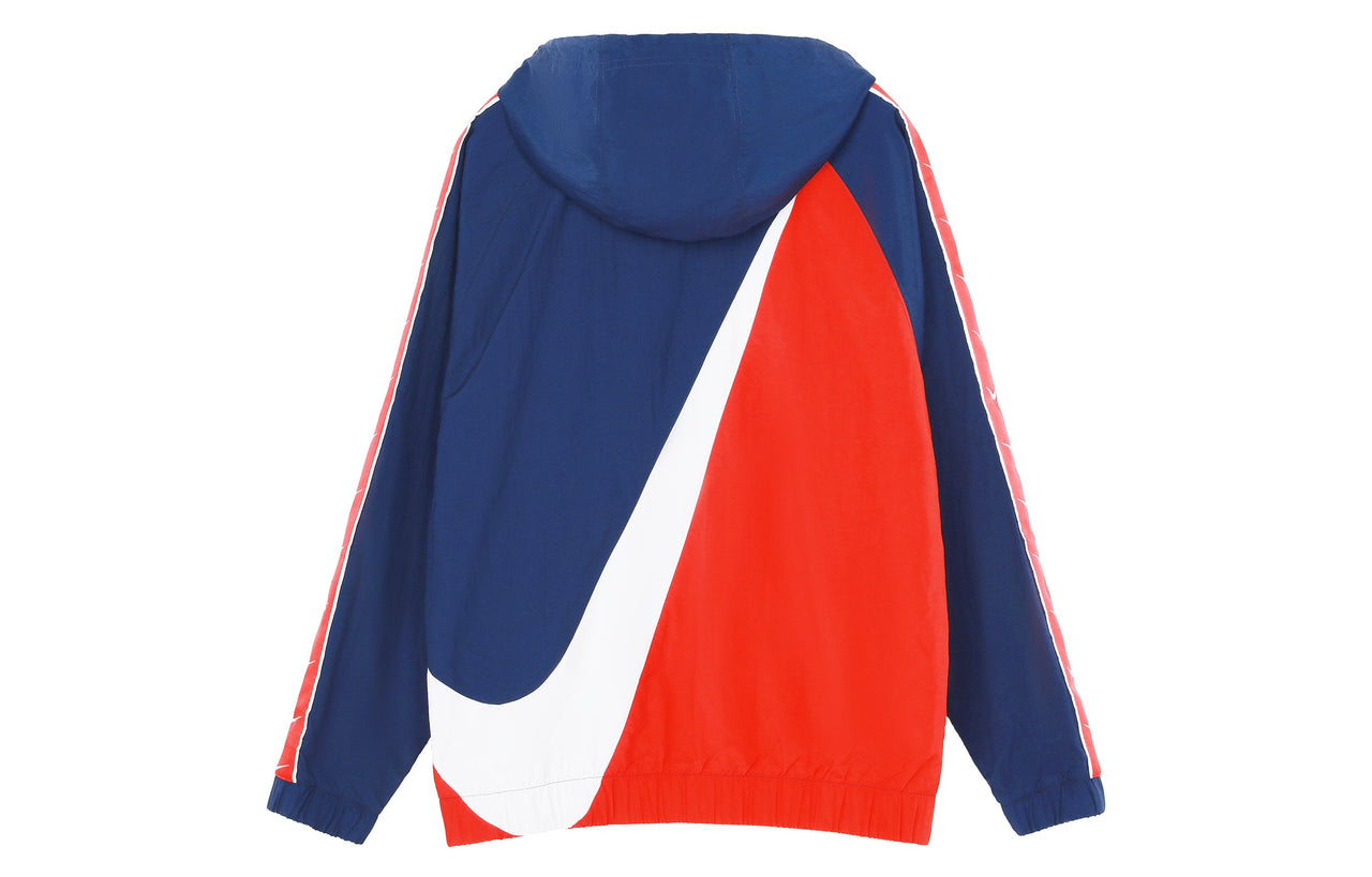 Nike Big Swoosh Cardigan Sports hooded Jacket Blue Red Bluered CV9168-451