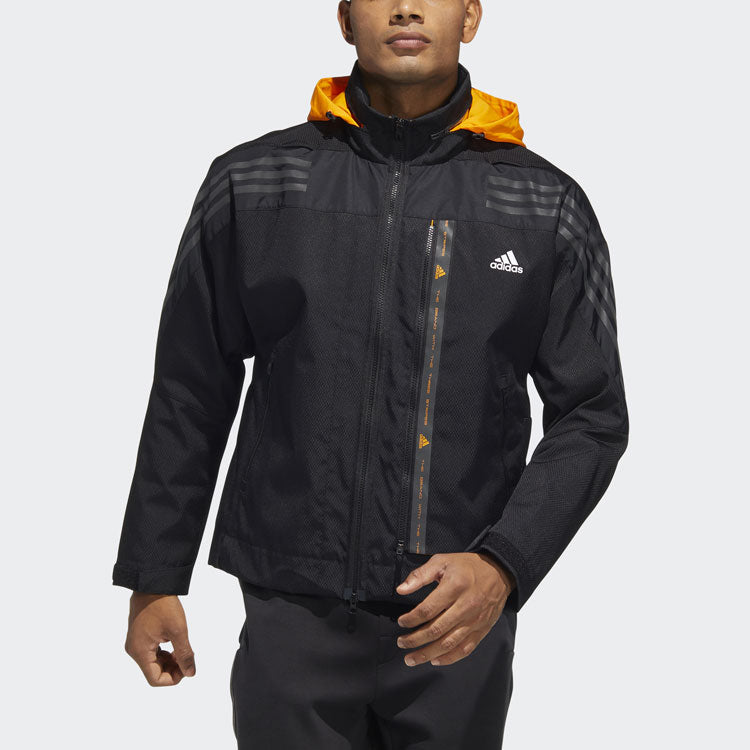 adidas Th 99 Pro Wvjk Solid Color Stripe Casual Sports Hooded Jacket Black HE9909