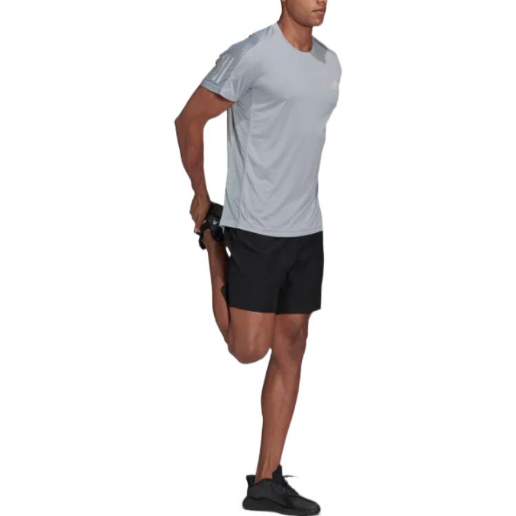 Men's adidas Solid Color Breathable Sports Round Neck Short Sleeve Light Grey T-Shirt GJ9969