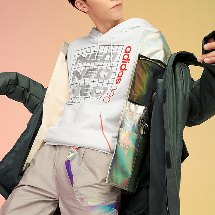 adidas neo M Ss Nn Hdy 2 Casual Sports Printing Loose hooded Pullover White GV3526