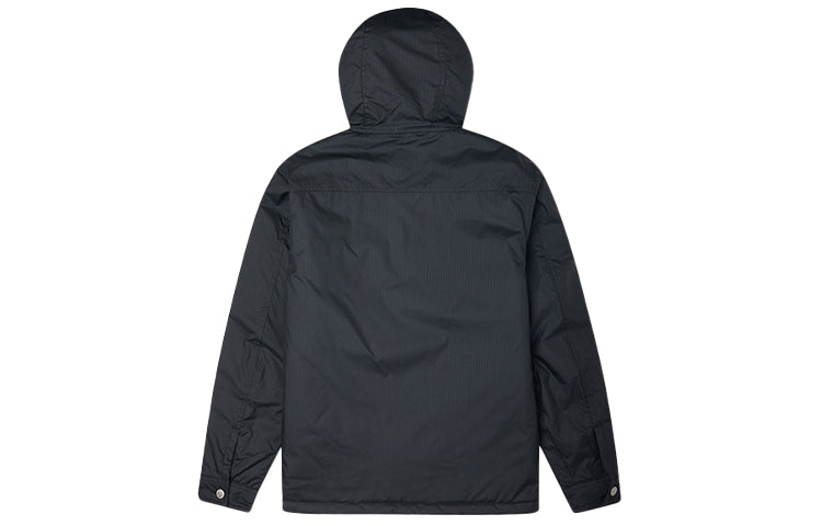 Men's Converse Casual Sports Cargo Hooded Long Sleeves Padded Black Jacket 10021637-A01