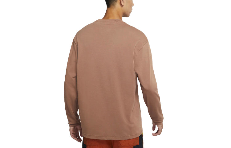 Air Jordan Flight Essentials Embroidered Alphabet Loose Round Neck Long Sleeves Brown T-Shirt DN4428-256