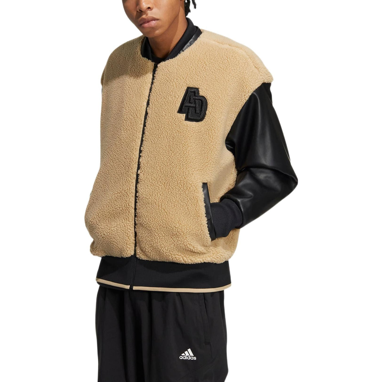 adidas Logo Monogram Jackets 'Beige Black' IB2722