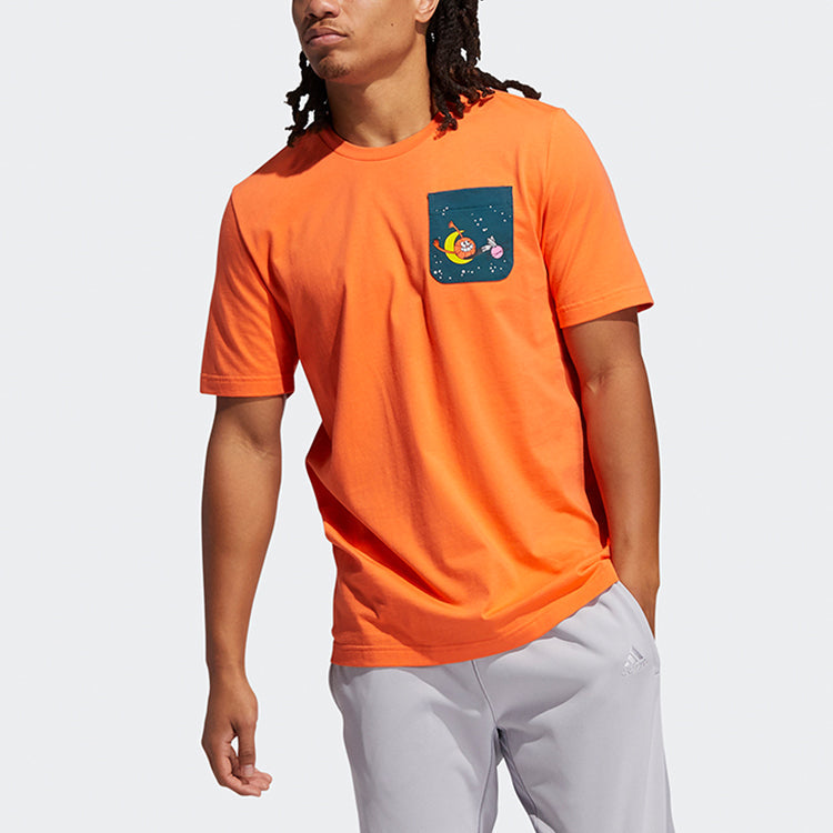 adidas Lil Stripe Pckt Printing Basketball Sports Round Neck Short Sleeve Orange Yellow GQ8378