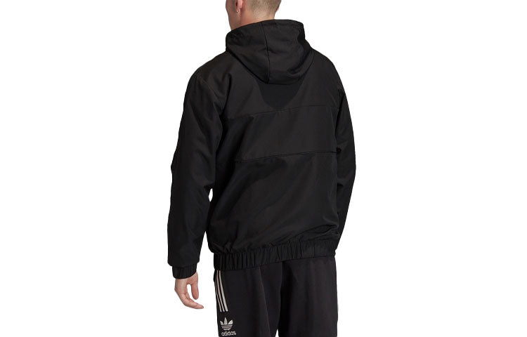 adidas Solid Color Logo Pattern Printing Cardigan Hooded Jacket Black FQ5140