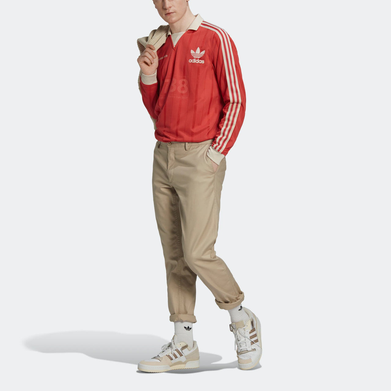 Men's adidas originals Mrc Ls Chest Printing Sports Long Sleeves Red T-Shirt HN1677