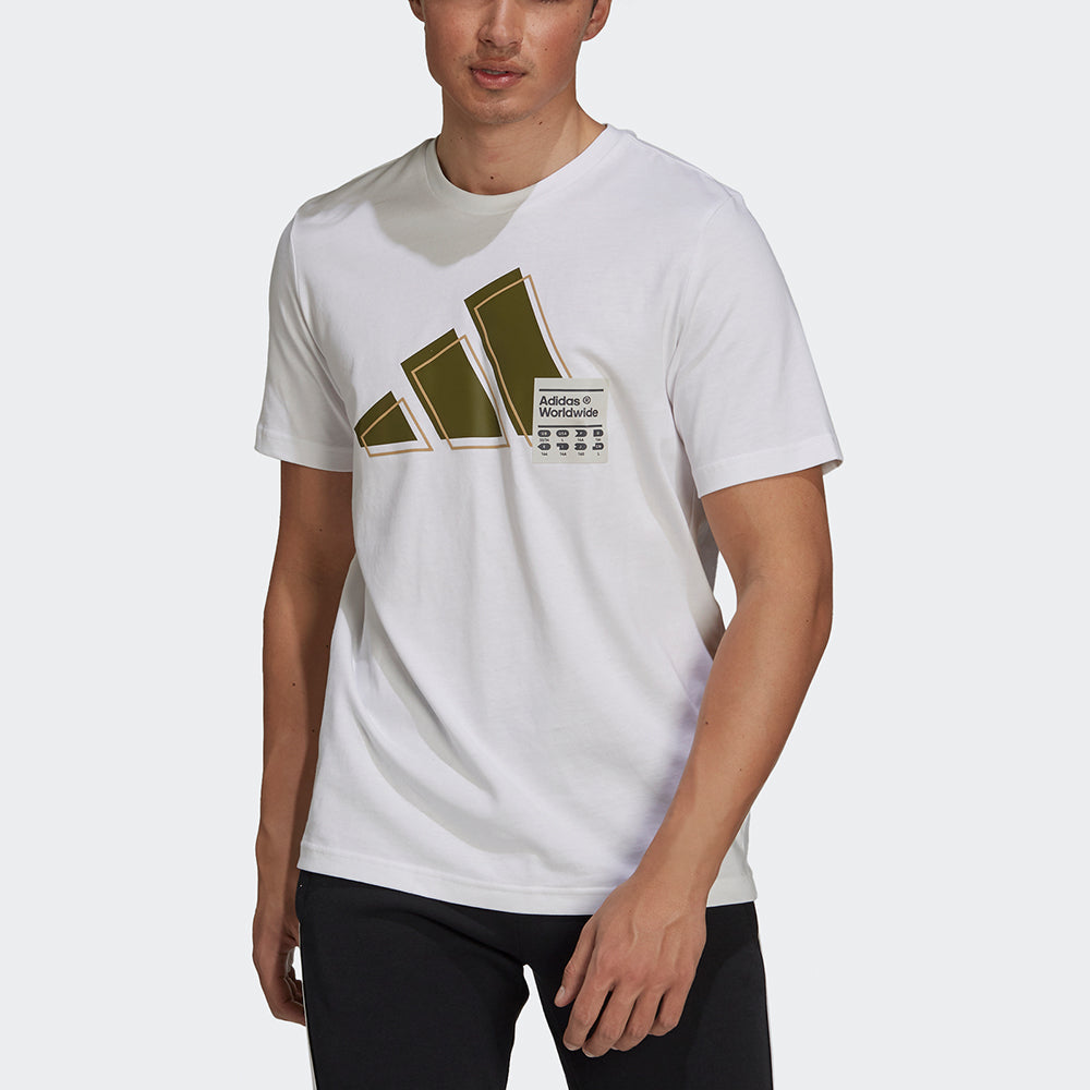 adidas 3bar Logo Tee Logo Printing Sports Short Sleeve White GV5159
