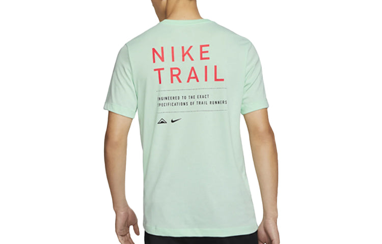Nike Dri-FIT Trail Alphabet Logo Printing Running Sports Short Sleeve Mint Green CT3858-391