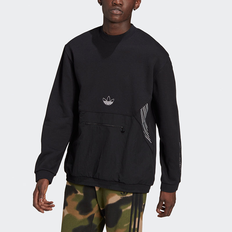 adidas originals Sprt Arc Crew Casual Sports Round Neck Long Sleeves Black GN2464