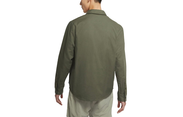 Nike SB Flannel Solid Color Casual Sports Skateboard Shirt Green Army green CV4450-325