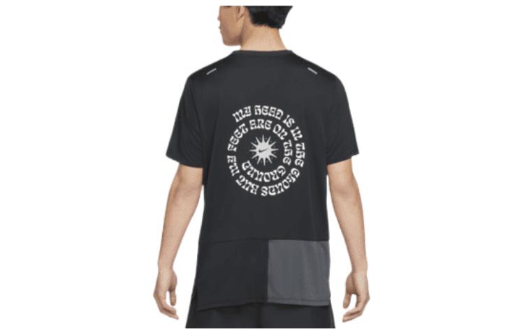 Men's Nike Solid Color Back Alphabet Printing Short Sleeve Black T-Shirt DM4666-010