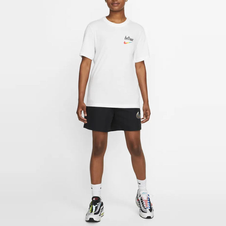Nike Solid Color Printing Round Neck Short Sleeve Unisex White T-Shirt DJ0929-100