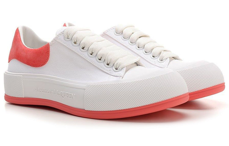 (WMNS) Alexander McQueen Deck Skate Plimsoll Lace Up 'White Coral' 654593W4MV79097