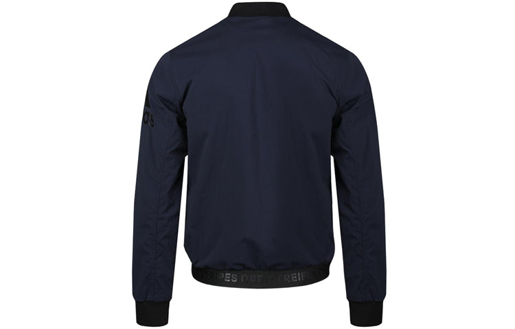Men's adidas Logo Printing Baseball Blue Aviator Jacket DW4619
