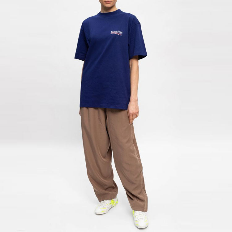 Balenciaga SS21 Printing Round-neck Short Sleeve Blue 641655TIV521195