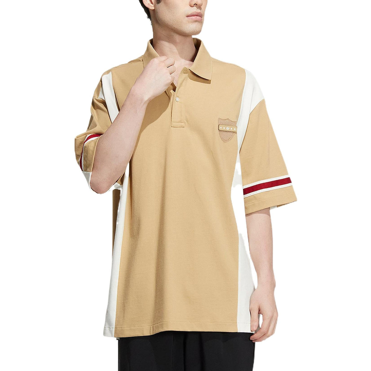 adidas originals Modern Collegiate Short Sleeve Polo Shirt 'Beige Tone' HS2012