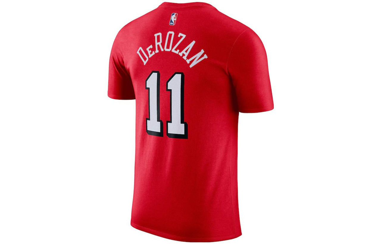 Men's Nike SS22 NBA Round Neck Pullover Basketball Sports Short Sleeve Chicago Bulls Derozan No. 11 Red T-Shirt DA7364-663