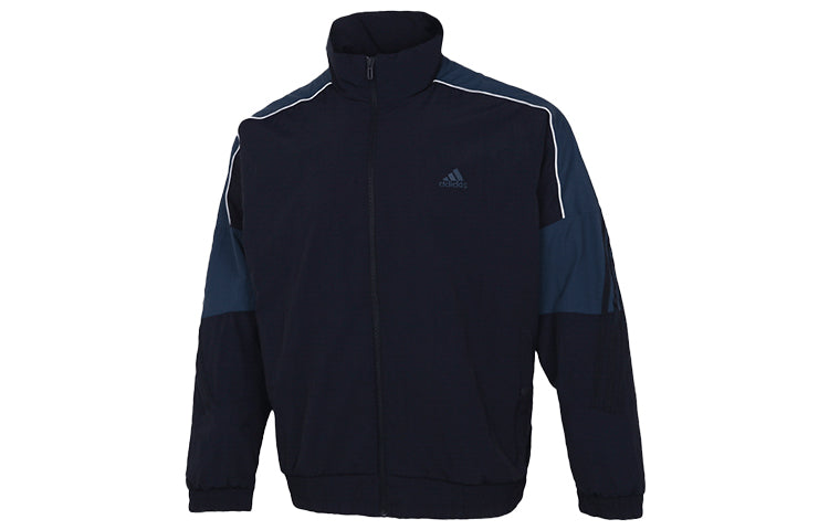 adidas M Si Wov Jkt Contrast Color Stitching Stripe Loose Stand Collar Woven Jacket Blue GT6356