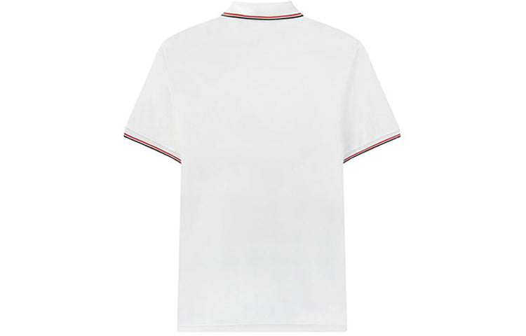 FILA Logo Solid Color Sports Short Sleeve Knitted Polo Shirt For Men White F11M021121G-WT