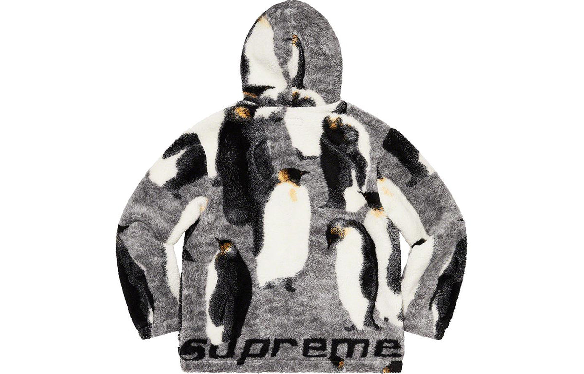 Supreme Penguins Hooded Fleece Jacket 'White Black Grey' SUP-FW20-083
