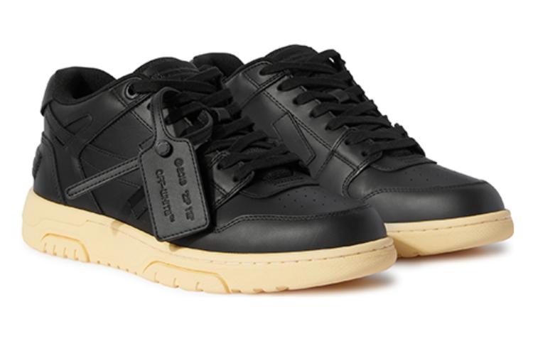 Off-White Out Of Office Leather Sneakers 'Black Yellow' OMIA189F23LEA0011010