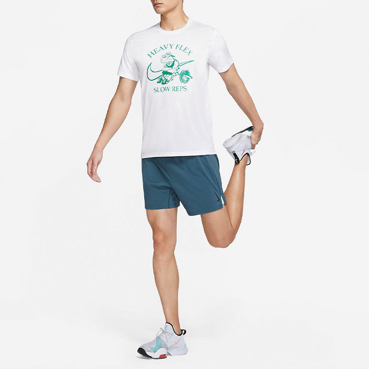 Nike Dri-FIT Cartoon Printing Training Round Neck Short Sleeve White DM6284-100