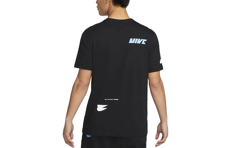 Men's Nike Chest Creative Printing Short Sleeve Black T-Shirt DM6378-010