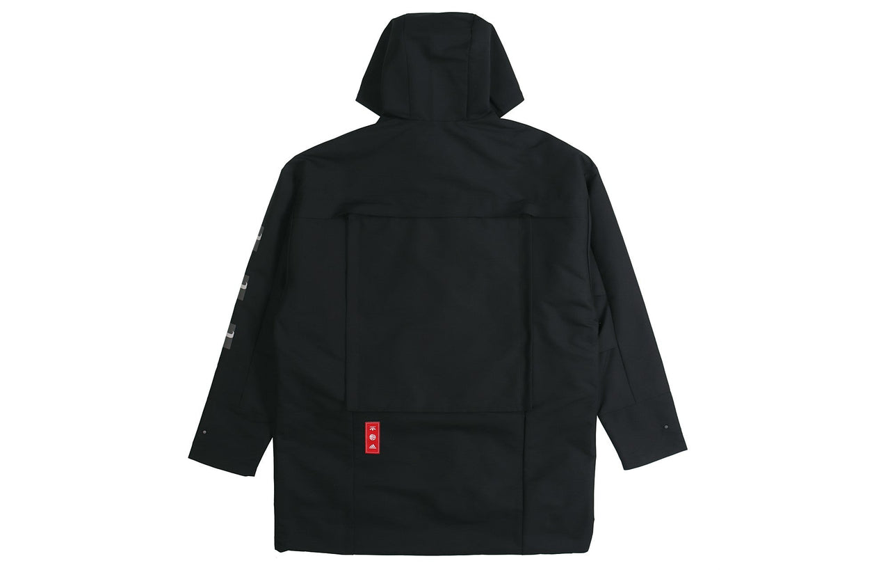 adidas Cny Jkt Top Sports Training Printing hooded Fleece Lined Woven Jacket Black H37917