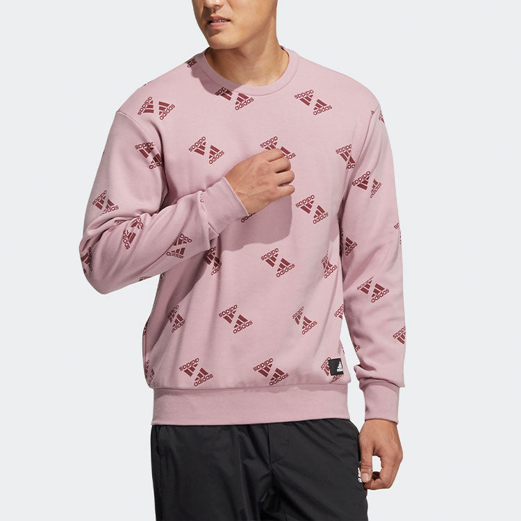 adidas Fi Bp1 Aop Swt Full Print Sports Round Neck Pullover Couple Style Pink HE7449