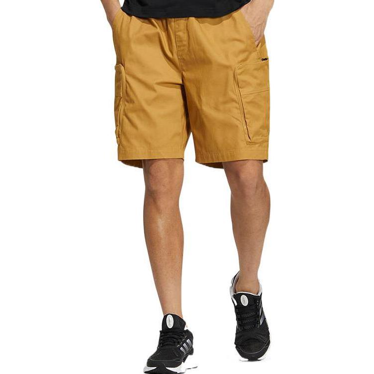Men's adidas Solid Color Logo Printing Casual Straight Shorts Yellow HM2987