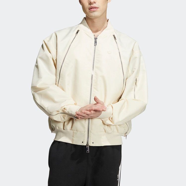 adidas originals Zipper Jkt Solid Color Casual Sports Jacket Beige HL6493