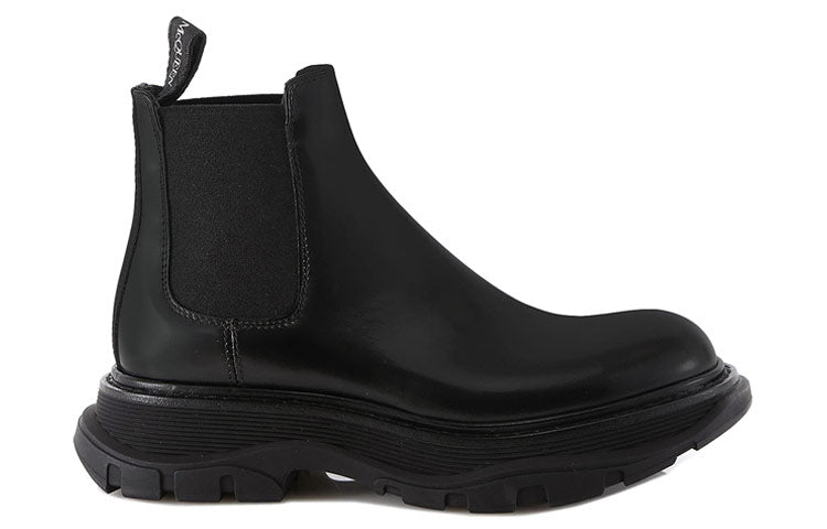 (WMNS) Alexander McQueen Leather Chelsea boots 'Black' 641837WHZ841000