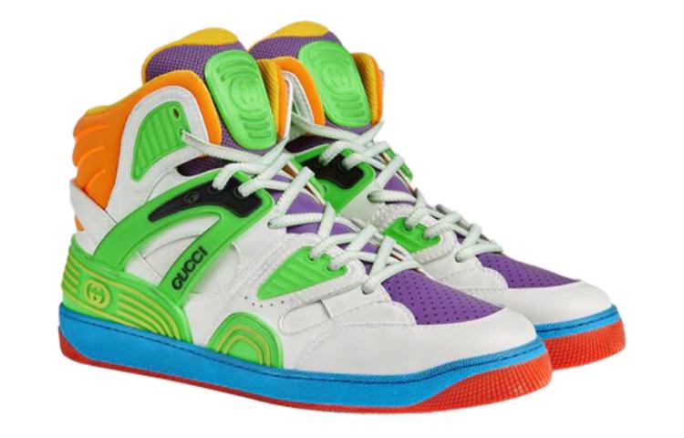 Gucci Basket Breathable Wear-Resistant Non-Slip High 'White Green Purple' 661301-2SH80-9062