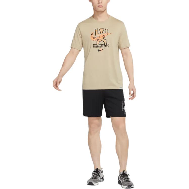Men's Nike Dri-FIT Logo Cartoon Printing Round Neck Short Sleeve Lime Grey T-Shirt DR7574-250