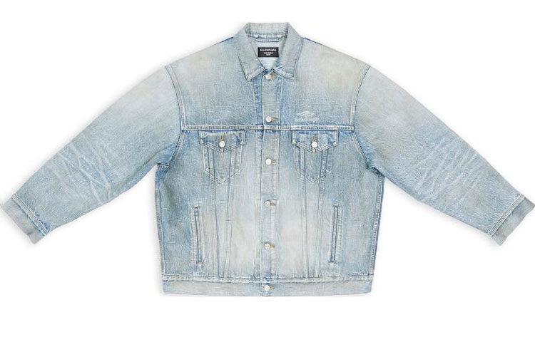 Balenciaga 3B Sports Vintage Denim Jacket Large Fit 'Light Blue' 704299TJW798469