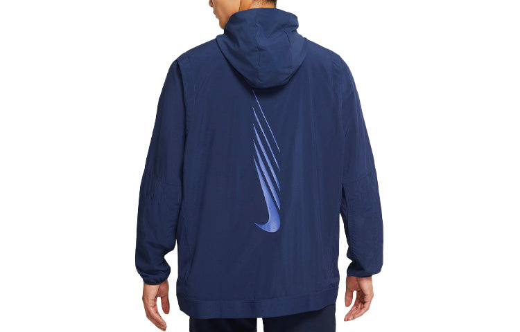 Nike Sport Clash Cardigan Sports Training Hooded Jacket Navy Blue Dark  CZ1491-410