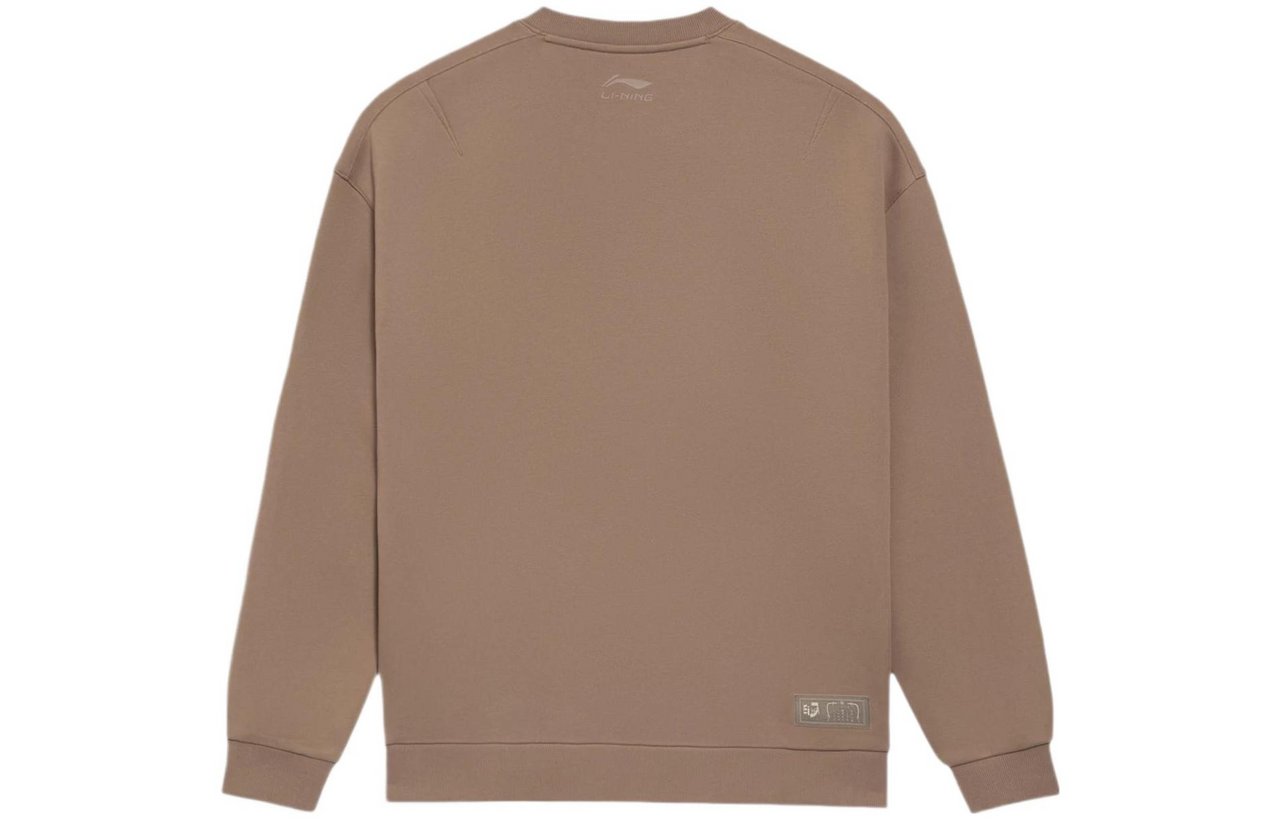 Li-Ning CF Sports Living Series Alphabet Embroidered Loose Round Neck Pullover 'Brown' AWDS595-3