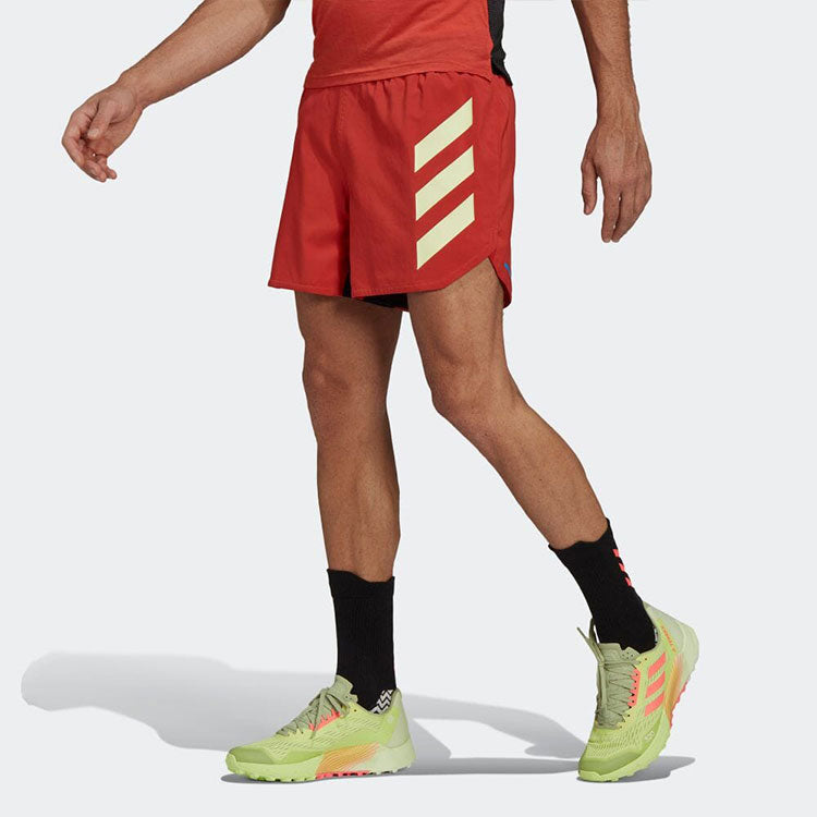 adidas Colorblock Straight Slim Fit Reflective Sports Shorts 'Red' H11752