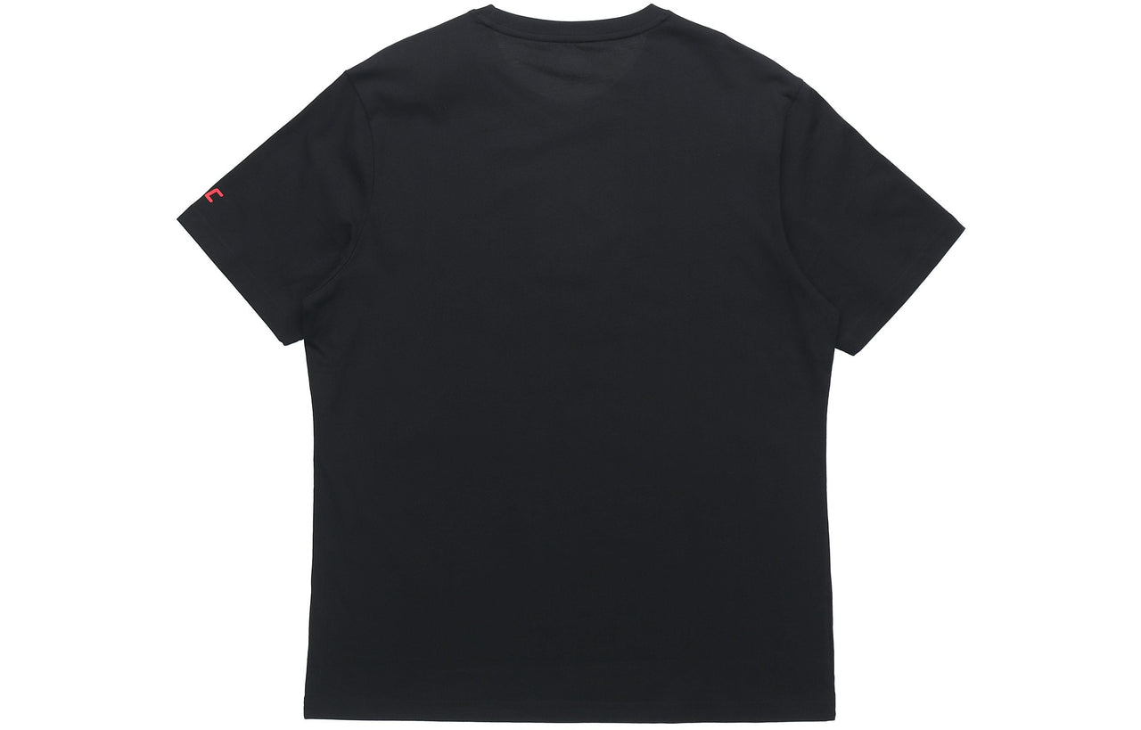 Li-Ning Box Logo T-shirt 'Black Red' AHSR665-1