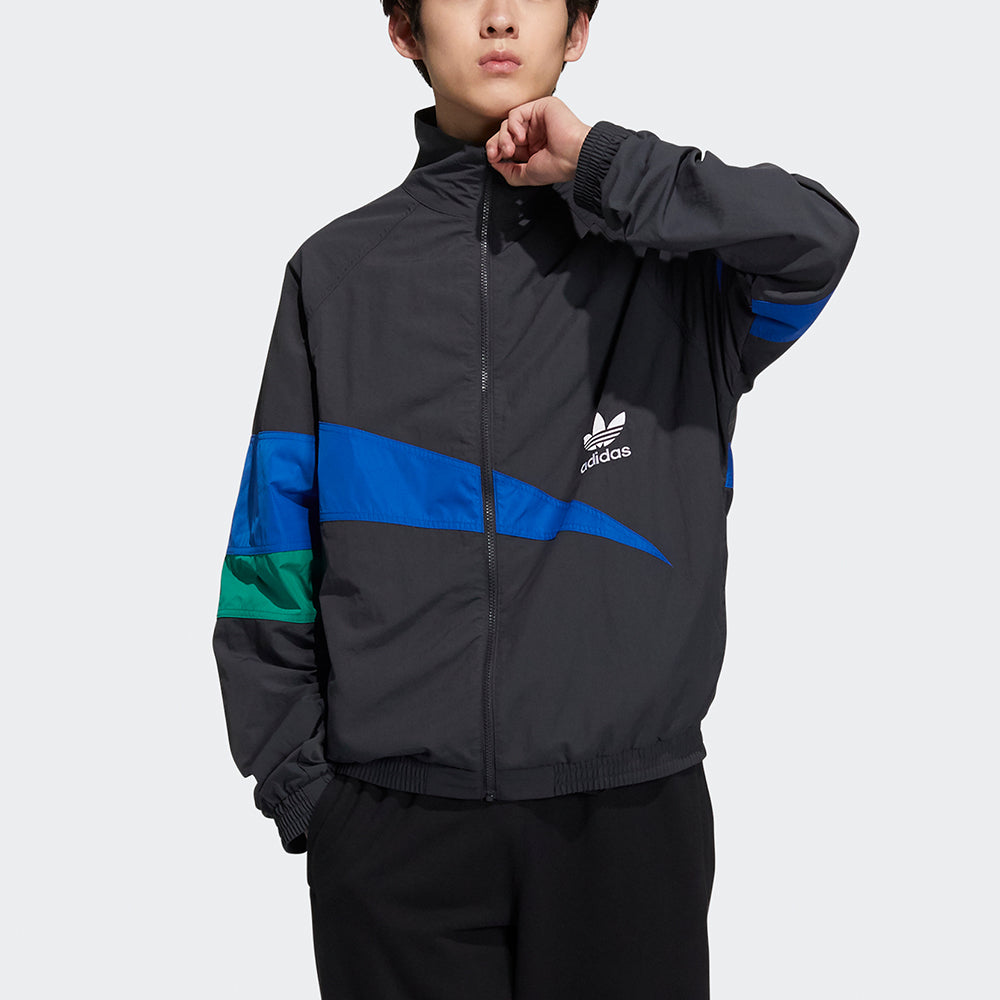 adidas originals Ts Track Top Contrast Color Stitching Pattern logo Sports Jacket Black HF5942