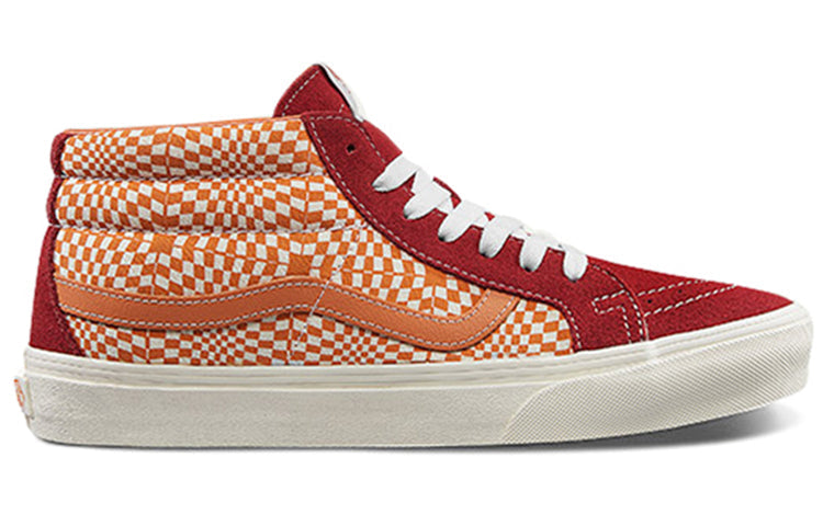 Vans Sk8-mid Retro Mid-Top Casual Skate Shoes Unisex Red Orange Splicing 'Orange Red' VN0A391FTEV
