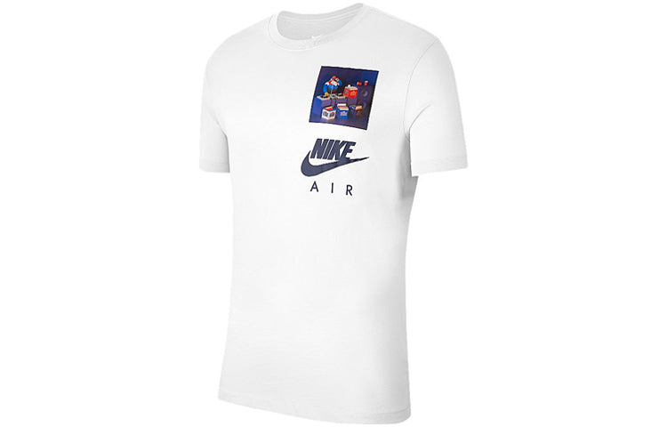 Nike Sportswear Logo Pattern Printing Casual Short Sleeve Men's White CW0414-100