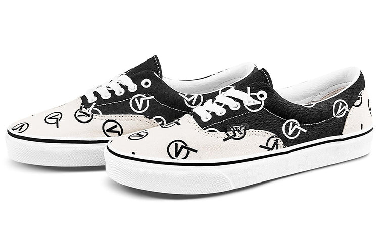 Vans Era Full Print Retro Casual Skate Shoes Unisex Black Beige 'Black White' VN0A4BV417H