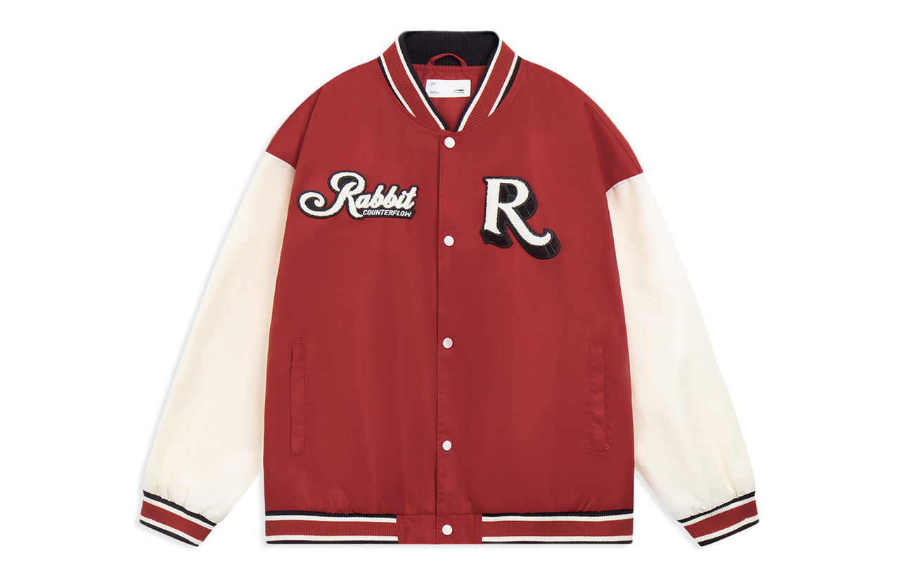 Li-Ning Rabbit Counterflow Graphic Baseball Jacket 'Red Beige' AJDT491-3