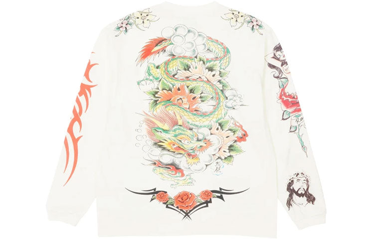 PALACE Inky Long Sleeve White Chinese Character Pattern Round Neck P19ES053
